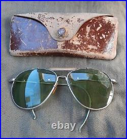 Vtg WWII B&L Bausch & Lomb AN-6531 US Army Air Force Aviator Sunglasses Green