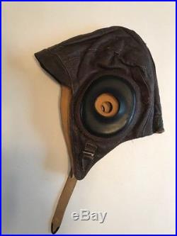 Vtg WWII US ARMY AIR FORCE Type A-II PILOTS Leather Helmet WW2 Sz LARGE No 3189