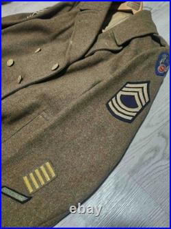 Vtg. WWII US Army Overcoat Wool Trench MST SGT 9Th Army Air Force 1940 Overseas
