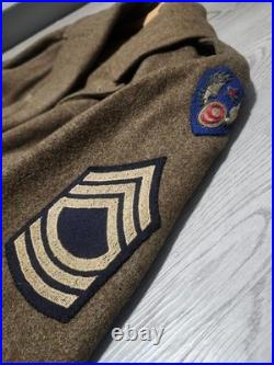 Vtg. WWII US Army Overcoat Wool Trench MST SGT 9Th Army Air Force 1940 Overseas