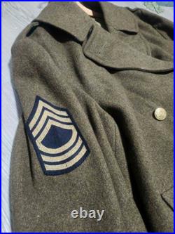 Vtg. WWII US Army Overcoat Wool Trench MST SGT 9Th Army Air Force 1940 Overseas