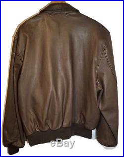 WILLIS & GEIGER Air Force US Army A2 Brown Leather Flight Jacket Sz 48