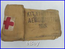 WW 2 II US Army Air Force Aeronautic First Aid Kit Tan Hand Painted Red Cross