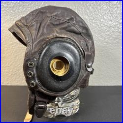 WW II ARMY AIR FORCES TYPE A-11 LEATHER FLYING HELMET-SELBY SHOE CO Size large