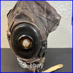 WW II ARMY AIR FORCES TYPE A-11 LEATHER FLYING HELMET-SELBY SHOE CO Size large