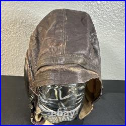 WW II ARMY AIR FORCES TYPE A-11 LEATHER FLYING HELMET-SELBY SHOE CO Size large