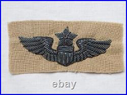 WW II USAAF SENIOR PILOT WINGS Bullion KHAKI CLOTH Embroidered ARMY AIR FORCE