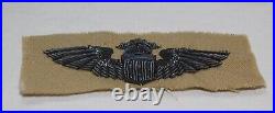 WW II USAAF SENIOR PILOT WINGS Bullion KHAKI CLOTH Embroidered ARMY AIR FORCE