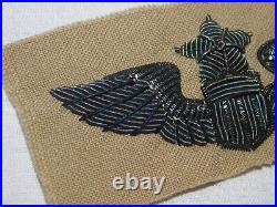 WW II USAAF SENIOR PILOT WINGS Bullion KHAKI CLOTH Embroidered ARMY AIR FORCE