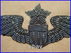 WW II USAAF SENIOR PILOT WINGS Bullion KHAKI CLOTH Embroidered ARMY AIR FORCE