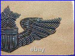 WW II USAAF SENIOR PILOT WINGS Bullion KHAKI CLOTH Embroidered ARMY AIR FORCE