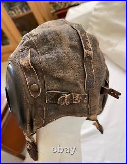 WW2 Army Air Force A-11 Leather Flight Helmet vintage a2 large US army