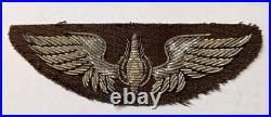 WW2 Army Air Force Bullion Bombardier Wing On Brown Gaberdine 3 Inch