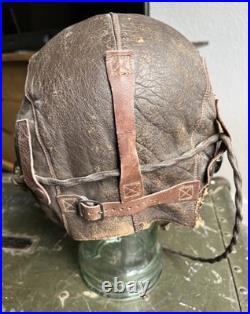 WW2 Army Air Forces Type A-11 Leather Flight Helmet Large With ANB-H-1 Receivers
