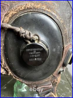 WW2 Army Air Forces Type A-11 Leather Flight Helmet Large With ANB-H-1 Receivers