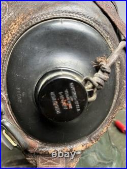 WW2 Army Air Forces Type A-11 Leather Flight Helmet Large With ANB-H-1 Receivers