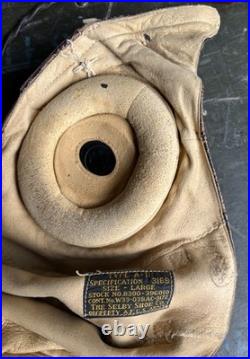 WW2 Army Air Forces Type A-11 Leather Flight Helmet Large With ANB-H-1 Receivers