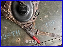 WW2 Army Air Forces Type A-11 Leather Flight Helmet Large With ANB-H-1 Receivers