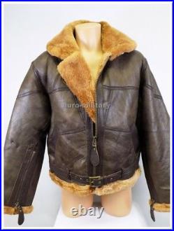 WW2 British Army Pilot RAF Royal Air Force Flight Jacket Leather Sheepskin TOP