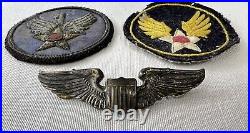 WW2 Bullion Patch Lot US Army Air Force 1st Sterling Pilots Wings Original USAAF