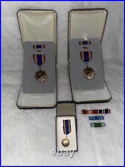 WW2-Korea US Air Medals & Ribbons In Cases Vintage Army Air Corps Force-Lot