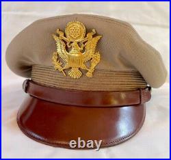 WW2 Korean War USAF Army Air Corp Officers Service Visor Hat Cap Sz 7-1/4