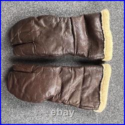 WW2 U. S. AIR FORCE ARMY LEATHER GUNNER GLOVE Mitten A-9A Wool WWII J. A. Dubow