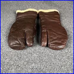 WW2 U. S. AIR FORCE ARMY LEATHER GUNNER GLOVE Mitten A-9A Wool WWII J. A. Dubow