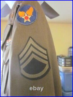 WW2 U. S. ARMY 9th AIR FORCE ETO FIELD JACKET aka IKE JACKET & TROUSERS V/G