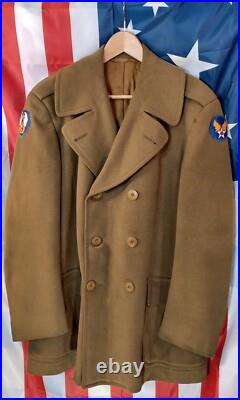 WW2 U. S. Army Air Corps Doeskin Coat 9th Air Force 1945 B29 C47 Pea Officers