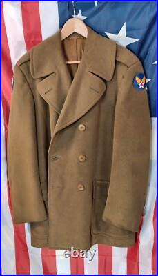 WW2 U. S. Army Air Corps Doeskin Coat 9th Air Force 1945 B29 C47 Pea Officers