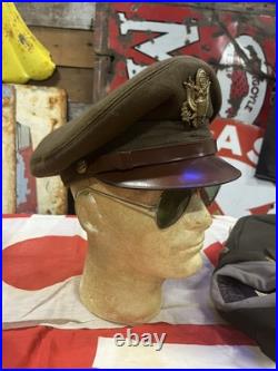 WW2 U. S. Army Air Force Uniform Hat Cap Patch Medal Wings Pilot Aviator Glasses