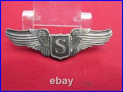 WW2 US ARMY AIR FORCE Service PILOT WING AAF PIN back 3 inch #16 sterling LGB