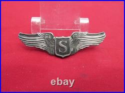 WW2 US ARMY AIR FORCE Service PILOT WING AAF PIN back 3 inch #16 sterling LGB