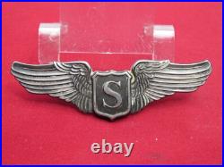 WW2 US ARMY AIR FORCE Service PILOT WING AAF PIN back 3 inch #16 sterling LGB