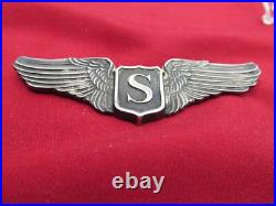 WW2 US ARMY AIR FORCE Service PILOT WING AAF PIN back 3 inch #16 sterling LGB
