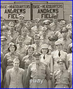 WW2 US ARMY AIR FORCES ANDREWS AIR FORCE BASE GROUP PHOTO with Air WACs APR'45