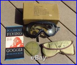 WW2 US Army AIR FORCE B-8 Flight Flying Goggles COMPLETE with Lenses No. 1065