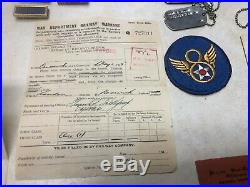 WW2 US Army Air Corp 8th Air Force Airman Insignia & Paper Grouping