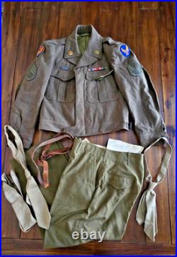 WW2 US Army Air Corps Air Force Uniform Patches Ribbons Coat Pants Belt 1944