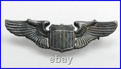 WW2 US Army Air Corps Force 2 Pilot Wings Sterling Silver Pinback