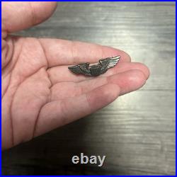WW2 US Army Air Force AAF Sterling 3-Inch Pilot Wing Badge Pin