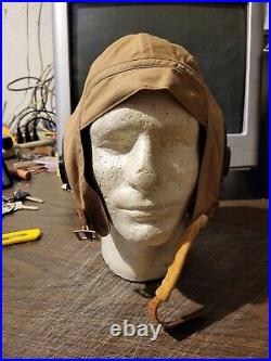 WW2 US Army Air Force AN-H-15 Cloth Flight Helmet Size Medium MFG Slote & Klein