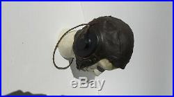 WW2 US Army Air Force Military A-11 Flight Helmet LARGE Wired RED PLUG