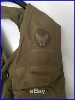 WW2 US Army Air Force PILOT's C-1 Sustenance SURVIVAL VEST & Ammo Map Supply Bag