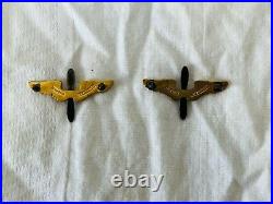 WW2, US Army Air Force Pilot Wings, Lapel pins, Sterling Silver & Gold, qty 2