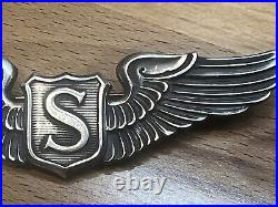 WW2 US Army Air Force Service Pilot Wing 3 Inch Sterling Marked Meyer Marked