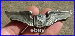 WW2 US Army Air Force Service Pilot Wing Pin Sterling American Emblem AE BADGE