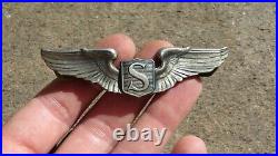 WW2 US Army Air Force Service Pilot Wing Pin Sterling American Emblem AE BADGE