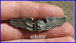 WW2 US Army Air Force Service Pilot Wing Pin Sterling BADGE AMICO 2